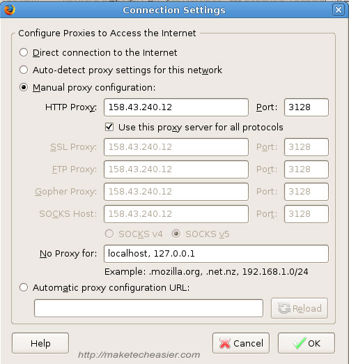 Firefox proxy screenshot