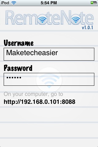 remotenote on ipod touch
