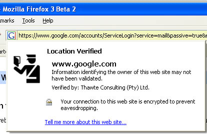 Firefox 3 Beta 2 screenshot- location bar favicon