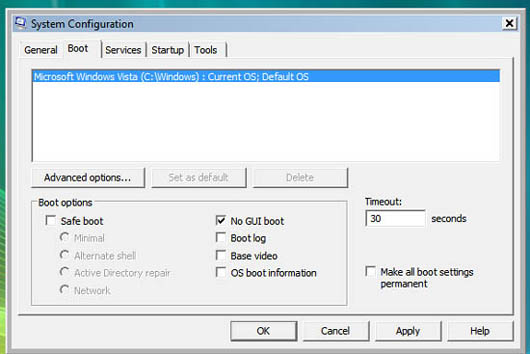 Vista msconfig window