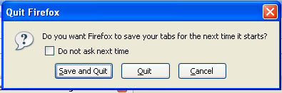 Firefox 3 Beta 2 screenshot - save session