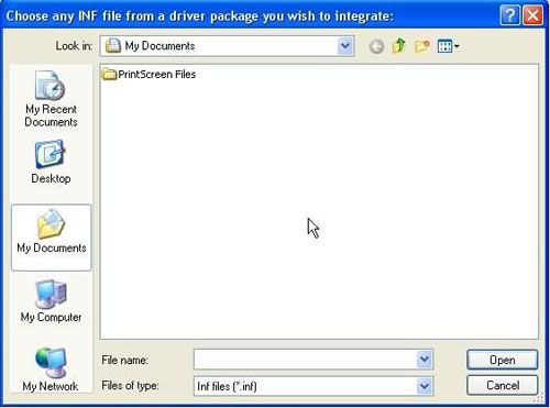 Insert the INI file of drivers
