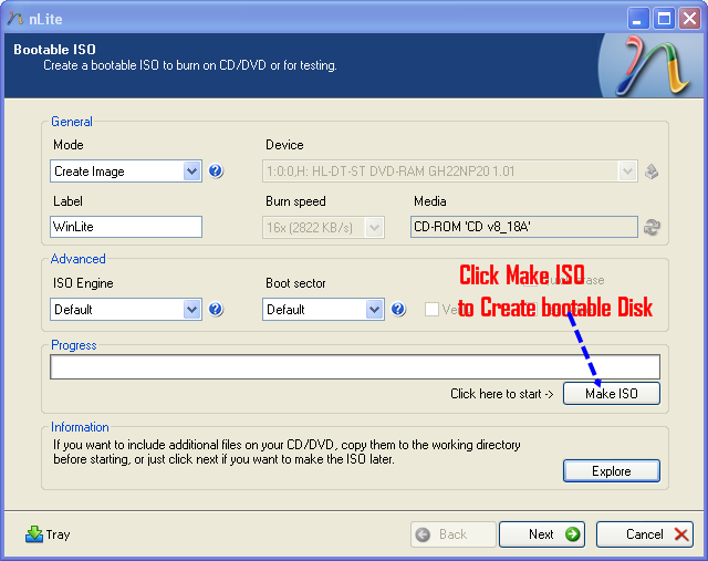 Click Make ISO