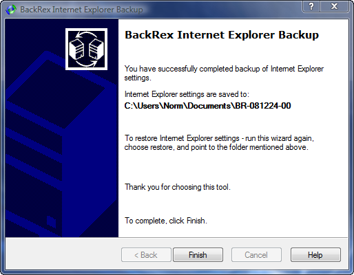 IE Backup Complete