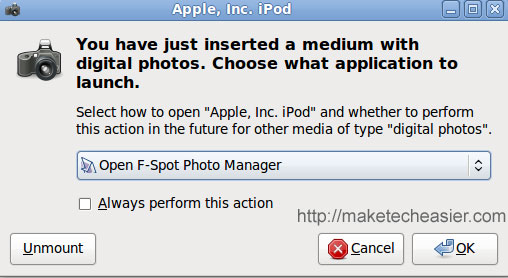 Open iPod touch with F-spot Open iPod touch with F-spot