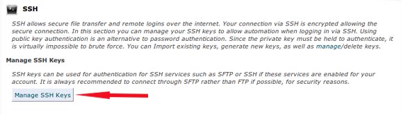 Hostgator Manage SSH key