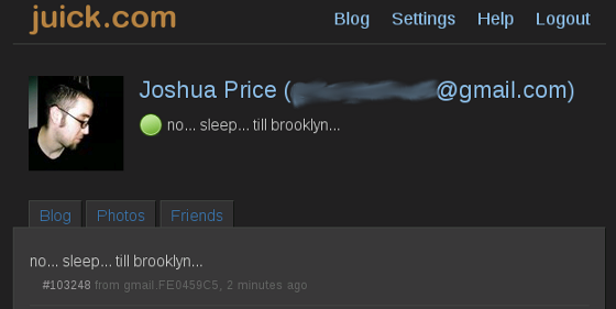 Example of a juick blog page