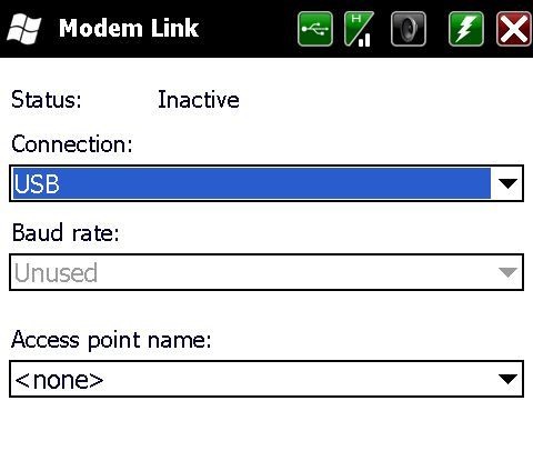 Modem Link option in Windows Mobile 5.0