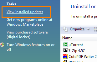 View installed updates