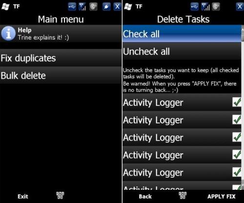Bulk delete Pocket Outlook tasks