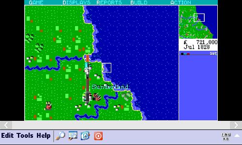 Sid Meier's RailRoad Tycoon running on Windows Mobile MS-DOS emulator Pocket Dos 