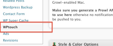 WPtouch Settings