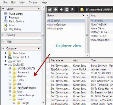 explore-music and audio in musicbee