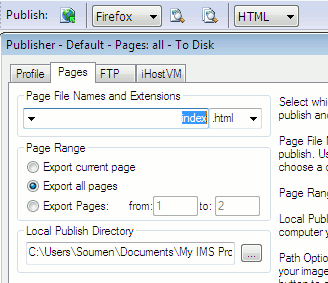 Publish your page in the web