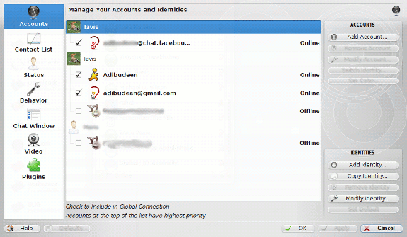 Kopete configuration window