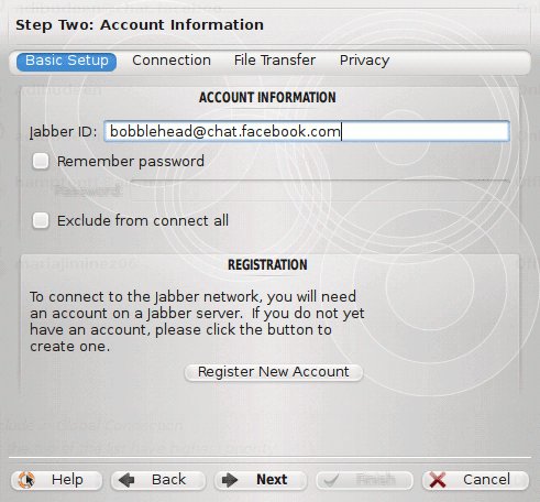 Kopete account settings