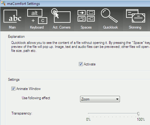 Configure Quicklook macomfort-quicklook-settings