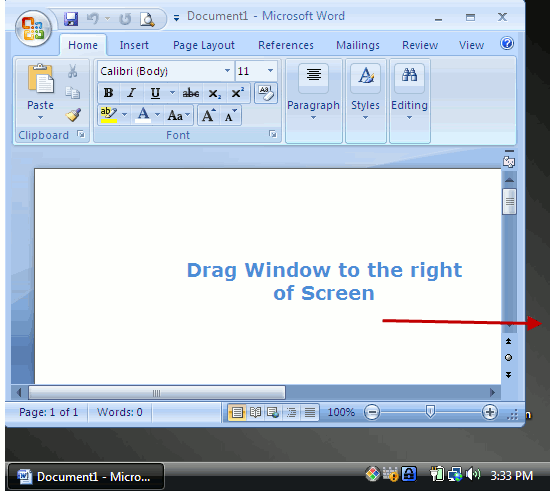 Drag Window near Screen edge to switch desktops Drag Program Window to the edge of Screen