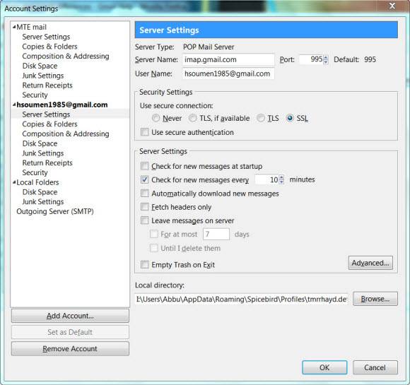 spicebird-account-settings-gmail