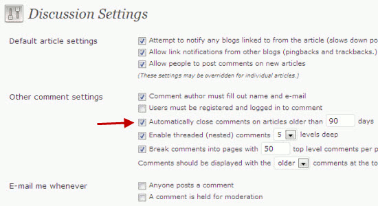 Close Comments on Older WordPress posts to reduce Spam