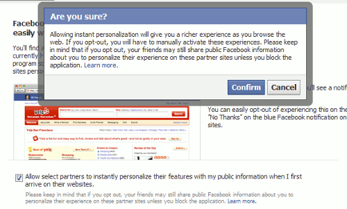 Facebook - Instant Personalization