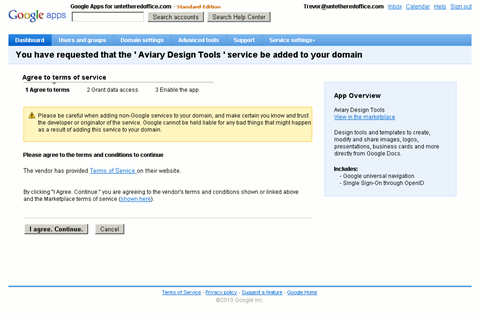 google apps - avairy tos