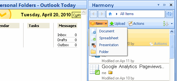 Select document type in Google docs