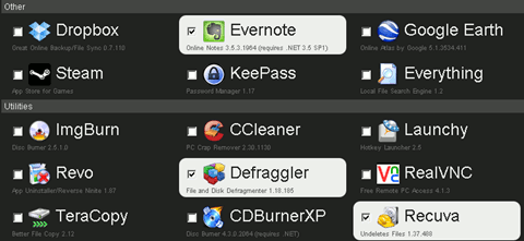 ninite - apps selected