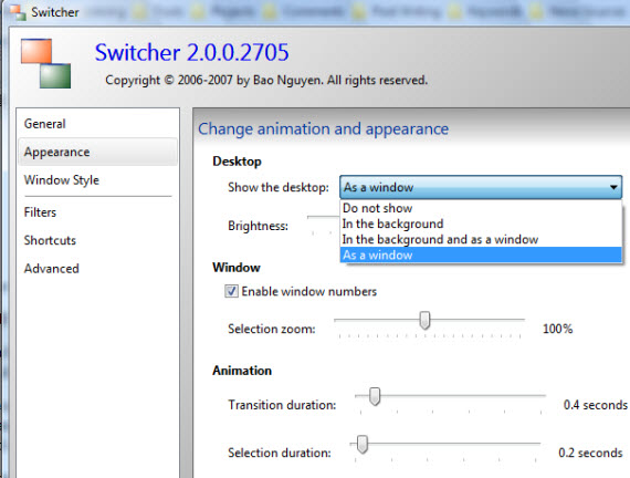 Show desktop with Switched Windows