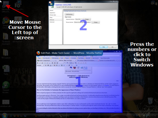 Switch between opened windows using Switcher