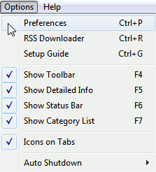 utorrent - menu utorrent - menu