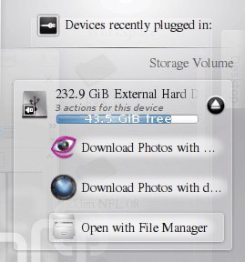 Panel applet device actions