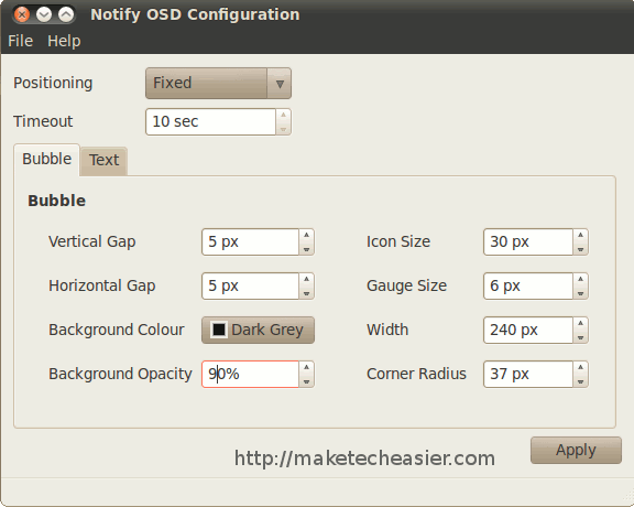 notifyosd-main-screen