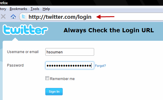 Check Twitter Login URL for safety
