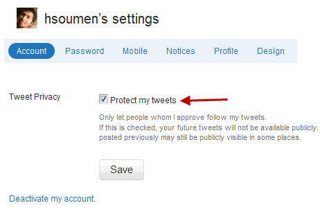 private Twitter account