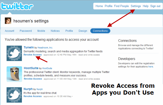 Revoke Access from Twitter Apps
