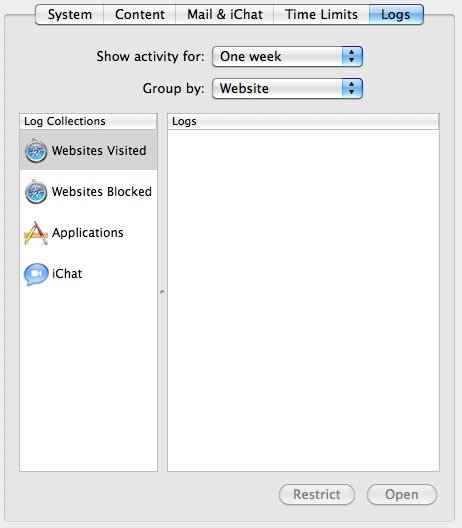 Parental Controls - Logs