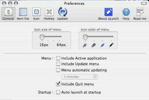 alaunch - general tab