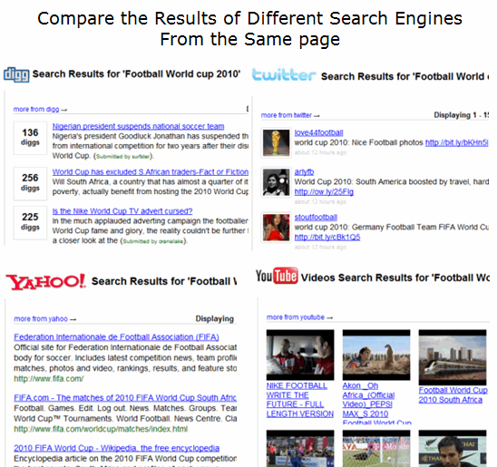 Compare Search results of Different Search Engines