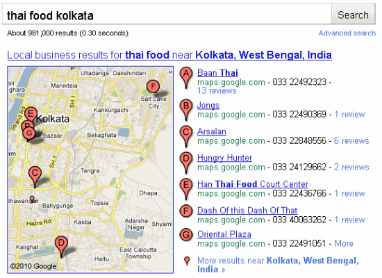 Google Special Search Local Searches