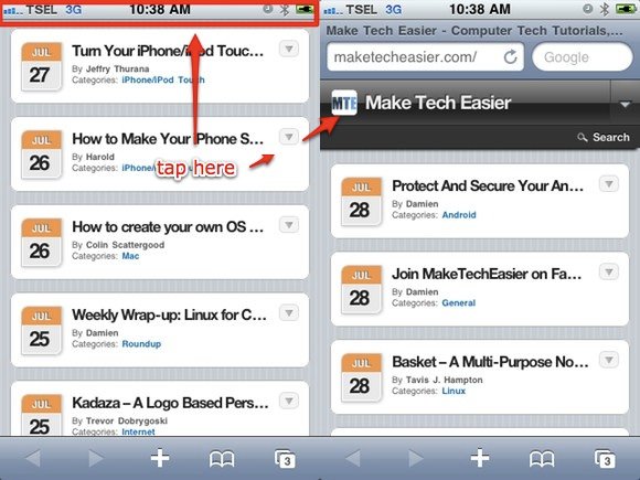 iPhone Shortcuts - Jump To Top