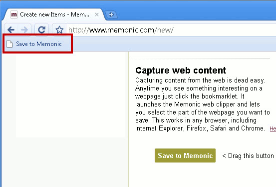 Memonic Bookmarklet