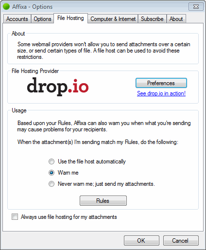 File Hosting Options For Email Attachment
