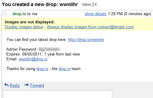 File upload notification from Drop.io