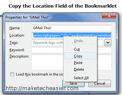 Copy the Location of a Bookmarklet