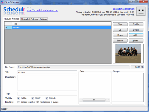 Upload Photos to Flickr account from Desktop