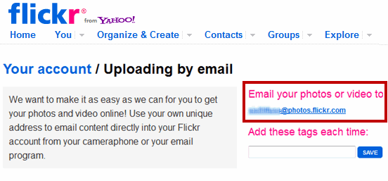Get Flickr Upload Email address