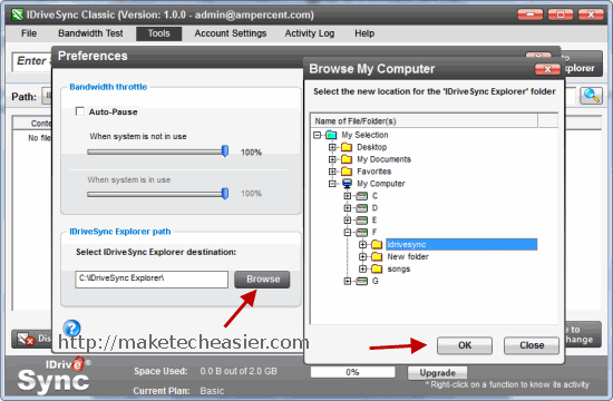 IDriveSync folder path