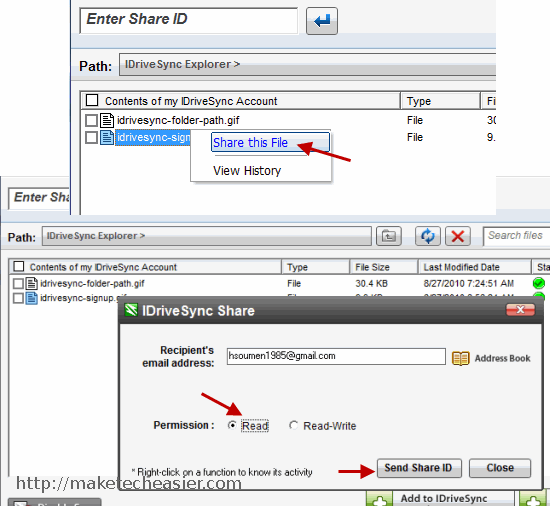 IDriveSync Share files and folders