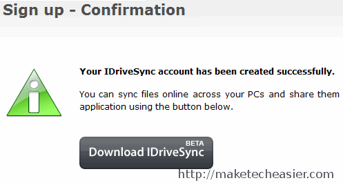 Sign up on IDriveSync